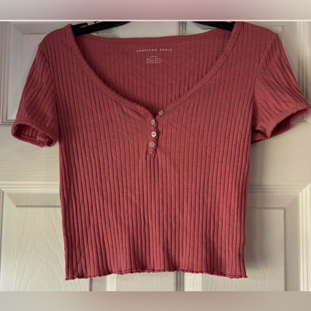 American Eagle Outfitters Ribbed Crop Top - Rose